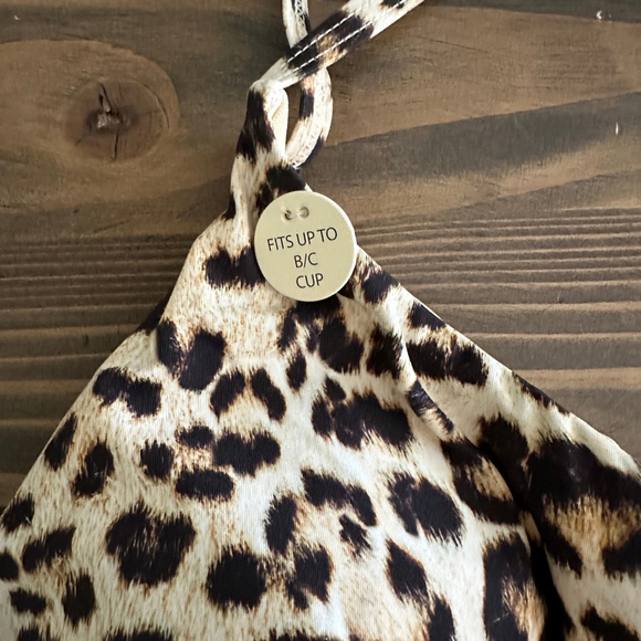 NIPTUCK SWIM Womens Bikini Top Tan/Black Leopard Print B/C cup Triangle Swimwear - Picture 3 of 6